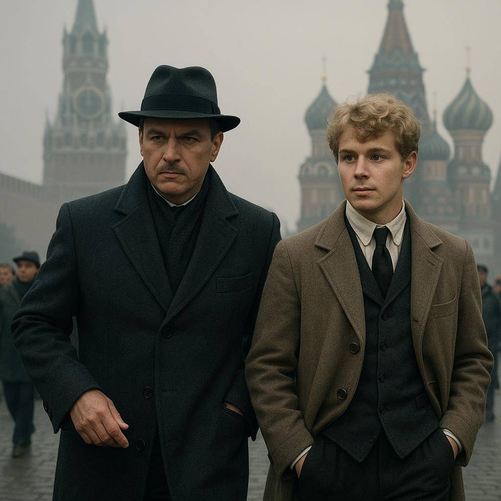 Meeting of an official and a poet: fantasy on Red Square
