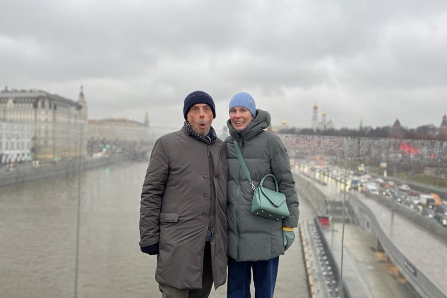 Большой Москворецкий мост в ходе экскурсии по Москве для итальянца и россиянки