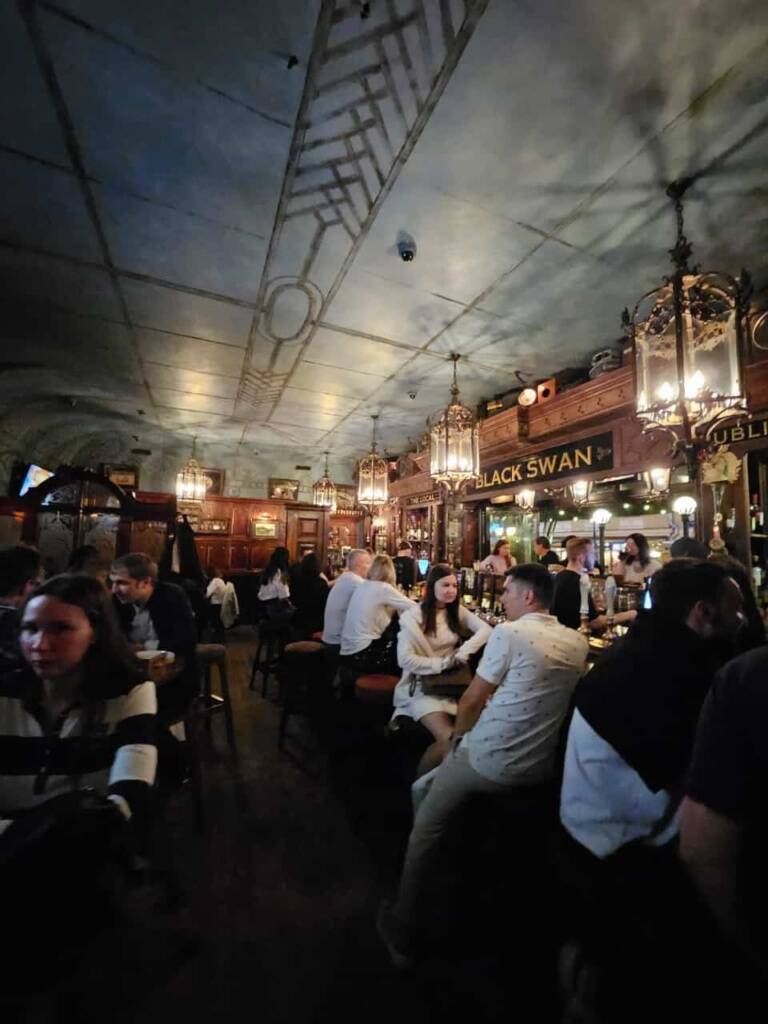 Stylish interiors. Black Swan during an alcohol tour in Moscow