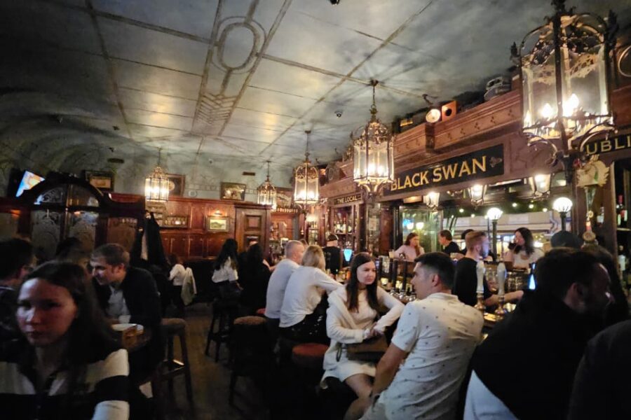 Stylish interiors. Black Swan during an alcohol tour in Moscow