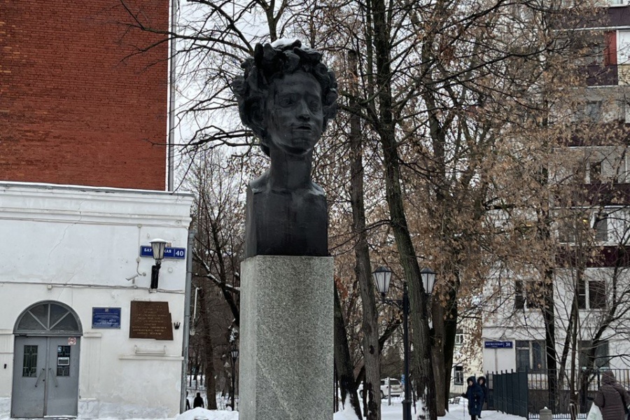 Гиды фотографируют памятник А.С. Пушкину на Бауманской улице