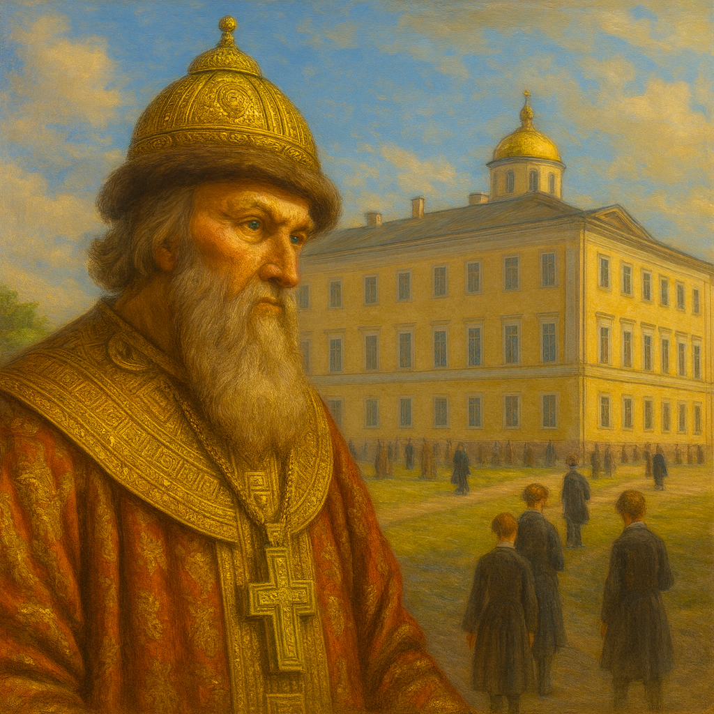 Meeting of Ivan III and Nikolai Khitrovo on a hot day at the Catherine School