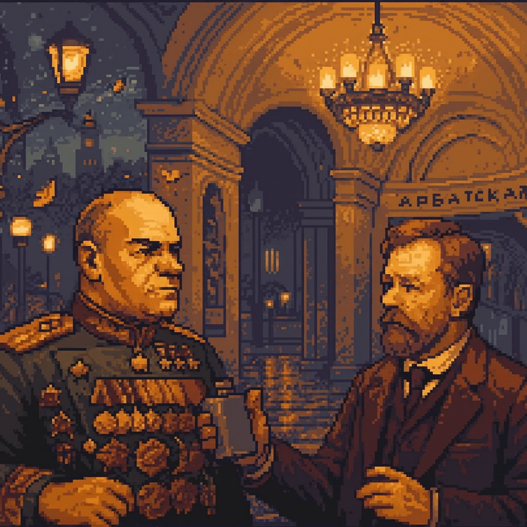 Zhukov and Shukhov meet at night in the Moscow metro