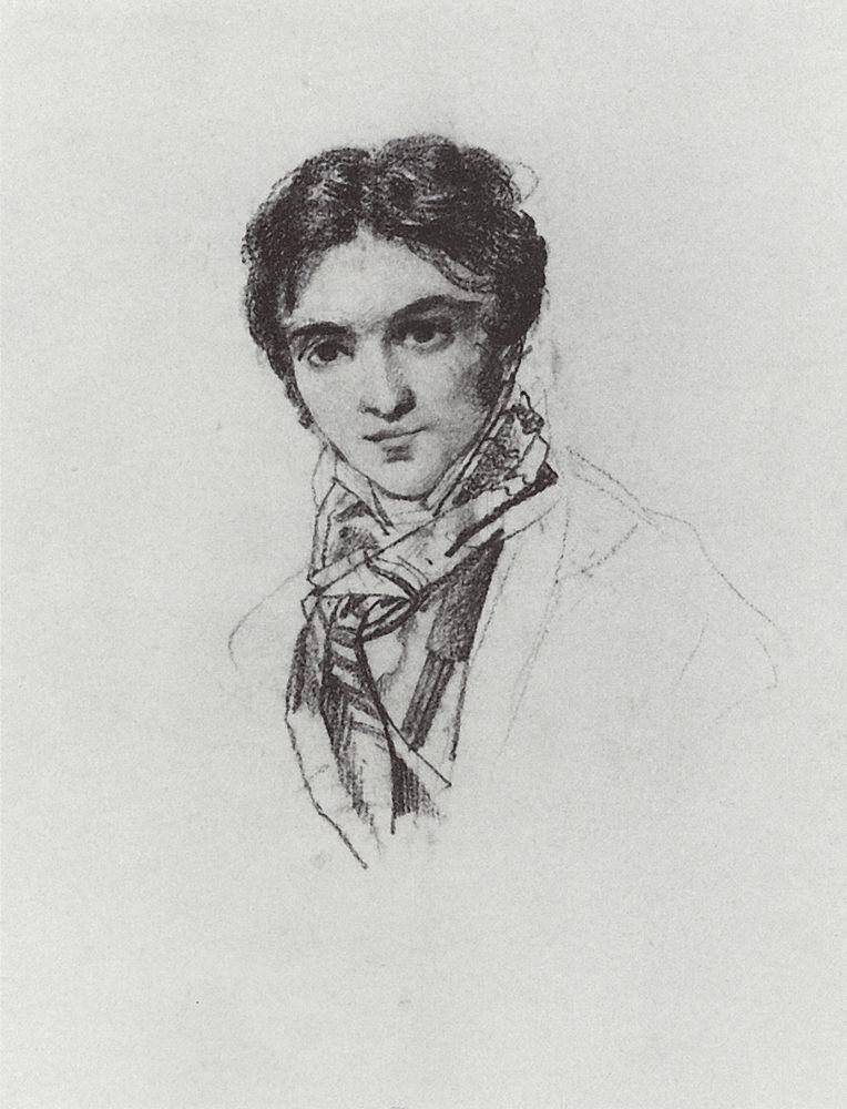 Graphic bust portrait of F. A. Bruni by Karl Bryullov