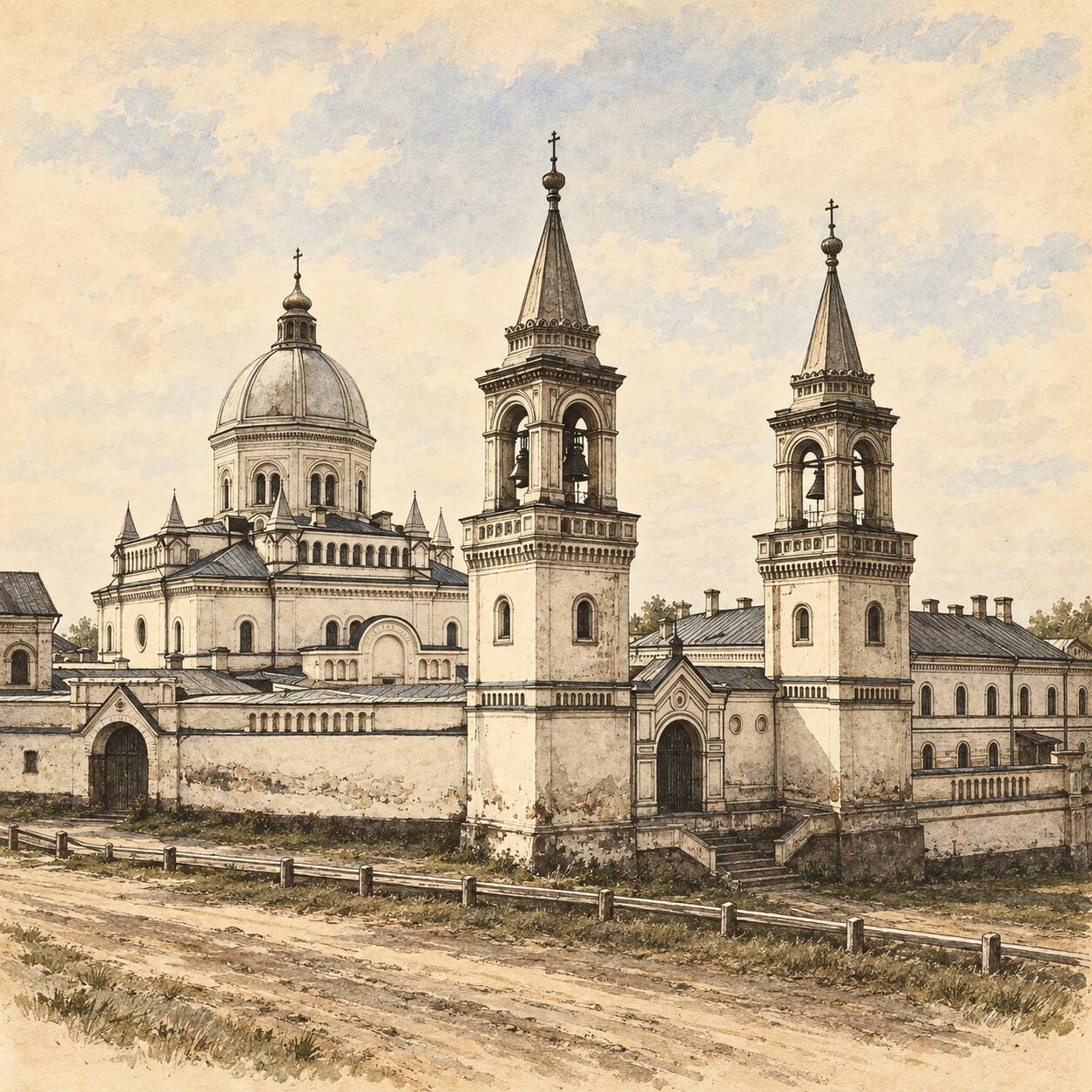 Ансамбль Ивановского монастыря вскоре после возобновления обители, 1882 год.